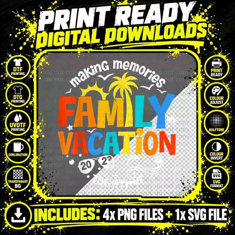 Family Vacation Memories T-Shirt, Summer Fun Theme Png SVG Digital Bundle