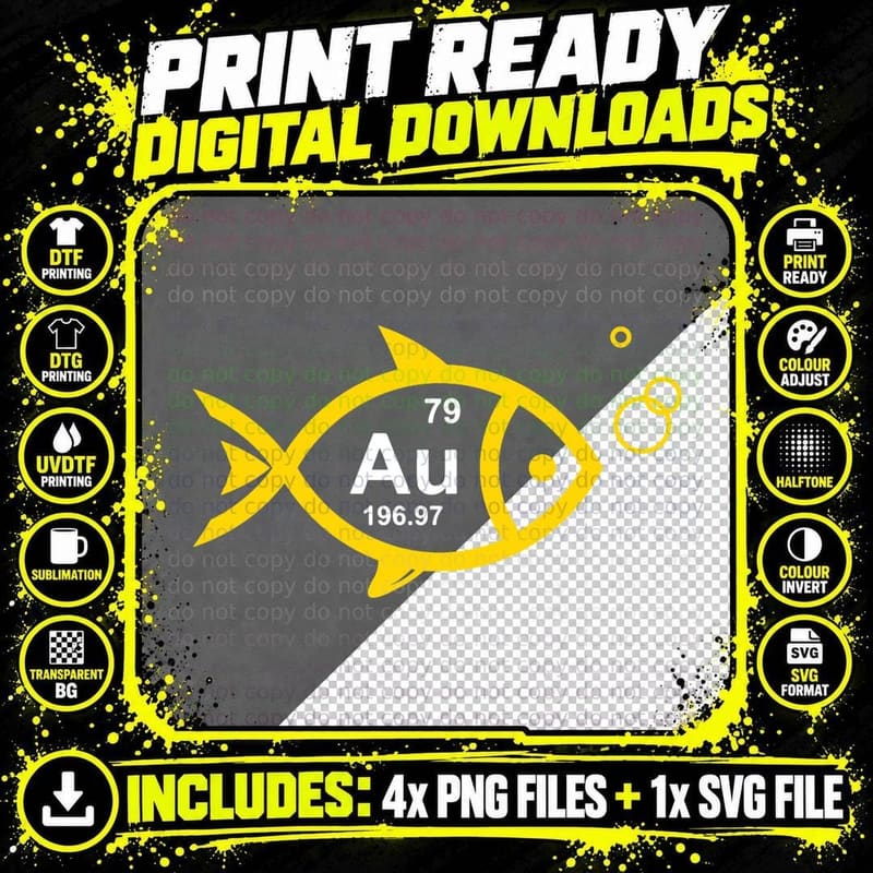 Fish Silhouette T-Shirt, Nautical Ocean Theme Png SVG Digital Bundle