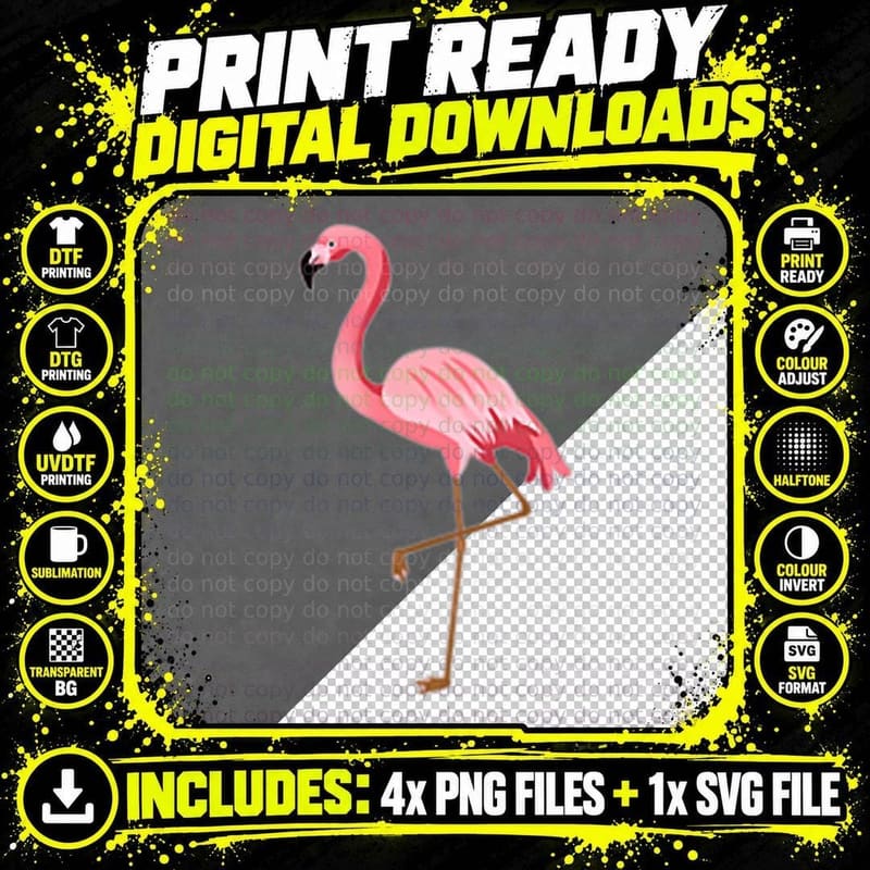 Flamingo Pocket Shirt Pink Logo T-Shirt Png SVG Digital Bundle
