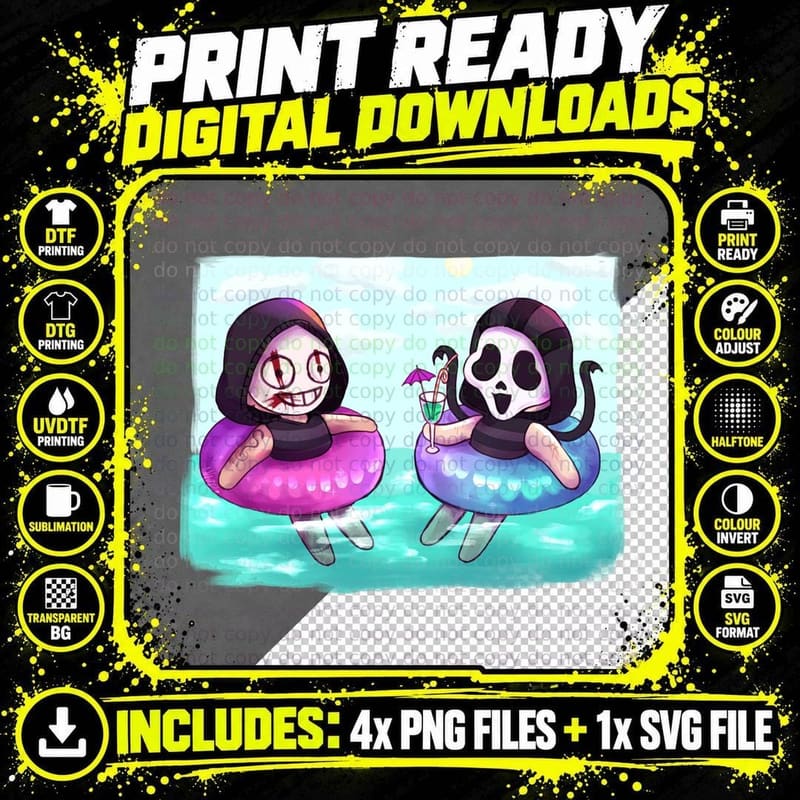 Frankie & Ghostie (Summer Chill) T-Shirt Png SVG Digital Bundle