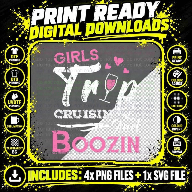 Girls Trip Cruisin and Boozin Cruise Ship Vacation Png SVG Digital Bundle
