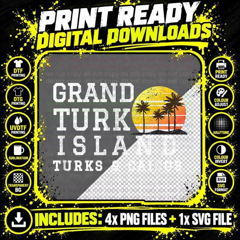 Grand Turk Island Turks and Caicos Matching Family Png SVG Digital Bundle