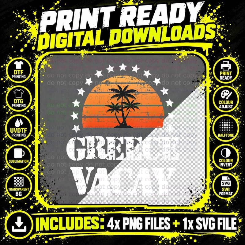 Greece Vacay Travel Vacation Quote T-Shirt Png SVG Digital Bundle