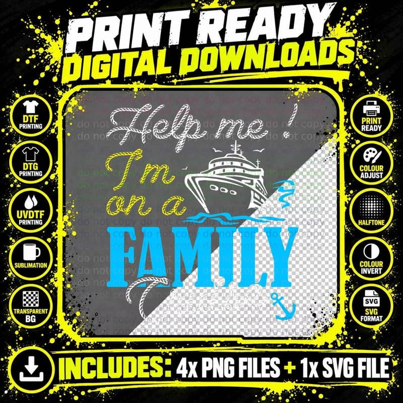 Help Me I'm on a Family Cruise Family Cruise Vacation Png SVG Digital Bundle
