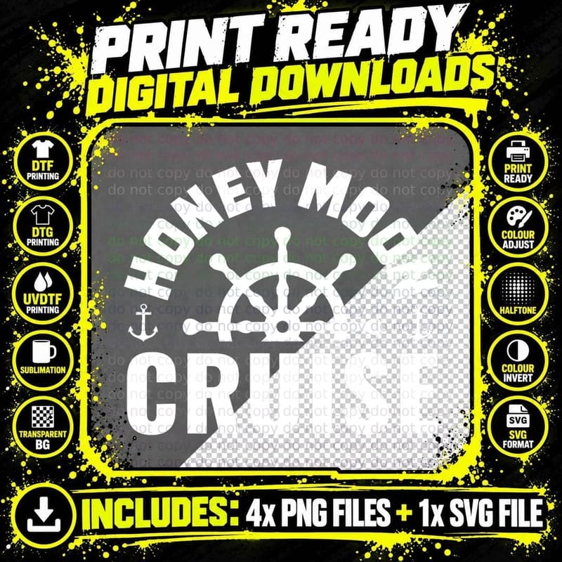 Honeymoon Cruise for Couples Husband and Wife T-Shirt Png SVG Digital Bundle
