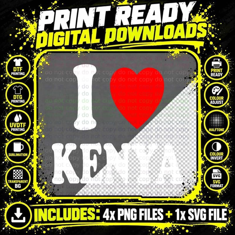 I Heart (Love) Kenya Travel Tourism Home Vacation T-Shirt Png SVG Digital Bundle
