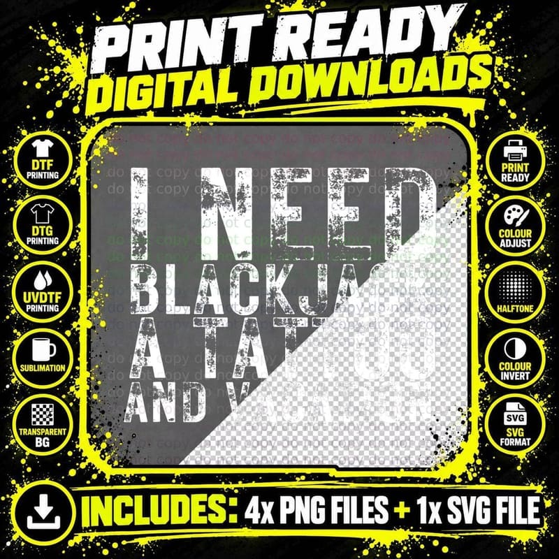 I Need Craps a Tattoo and a Vacation Nightlife Souvenir Png SVG Digital Bundle