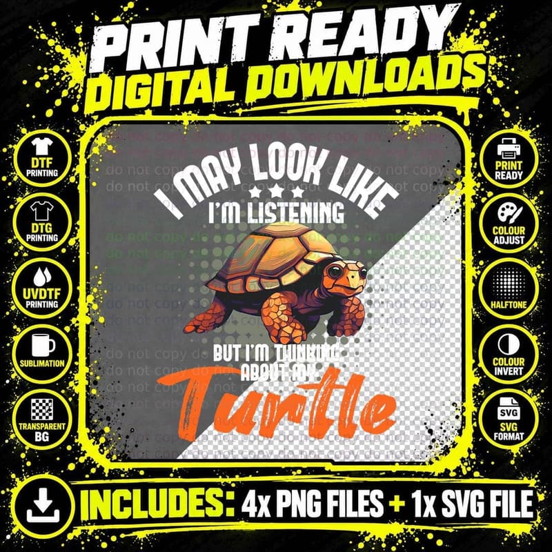 I'm Thinking About My Turtle - Beach Nature Wildlife Png SVG Digital Bundle