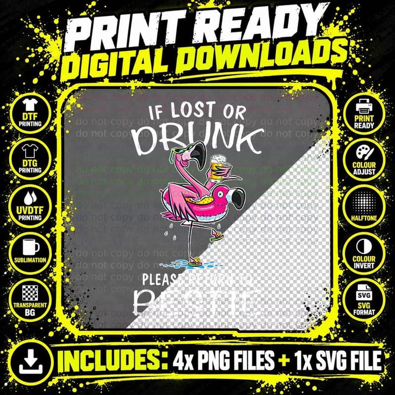 If Lost or Drunk Please Return to My Bestie Couple Png SVG Digital Bundle