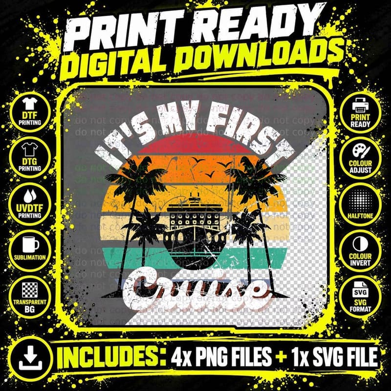 It's My First Cruise Family Vacation Ship Png SVG Digital Bundle