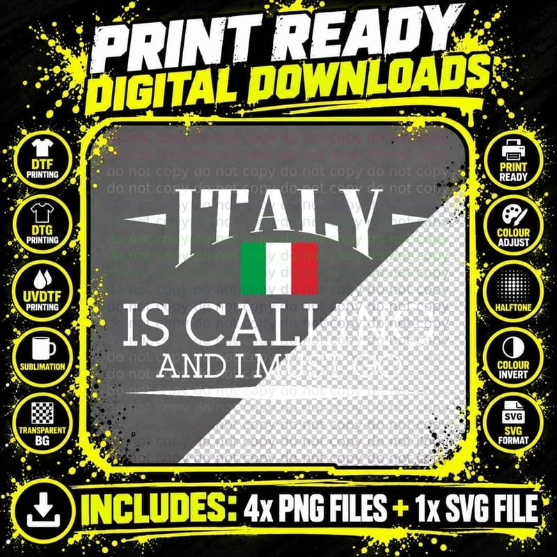 Italy Is Calling and I Must Go - Italy Vacation Travel Png SVG Digital Bundle
