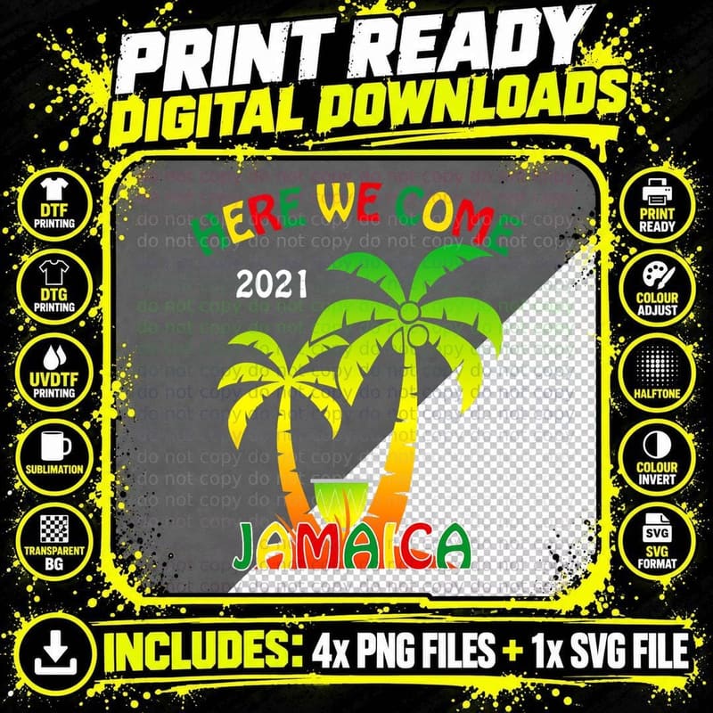 Jamaica 2021 Here We Come Matching Family Vacation Png SVG Digital Bundle