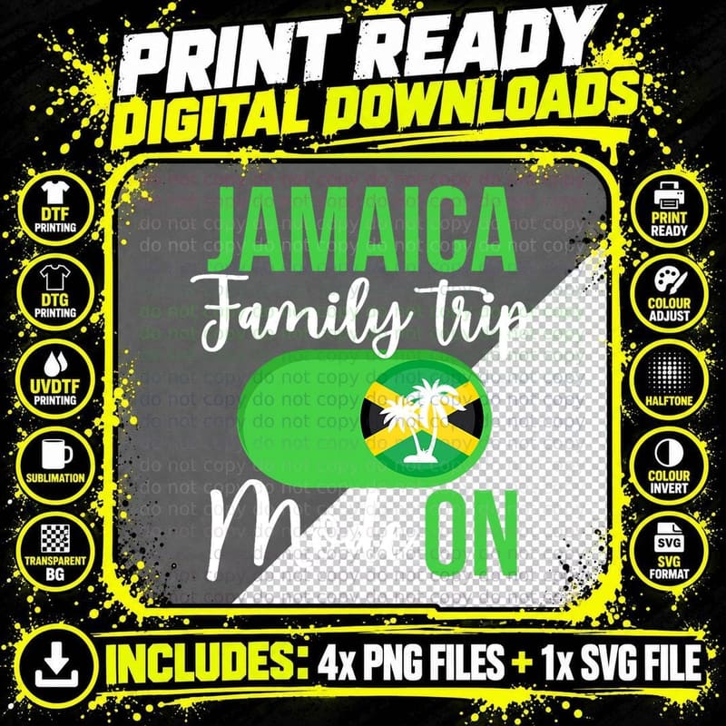 Jamaica Family Trip Mode ON Vacation Jamaica Travel Png SVG Digital Bundle
