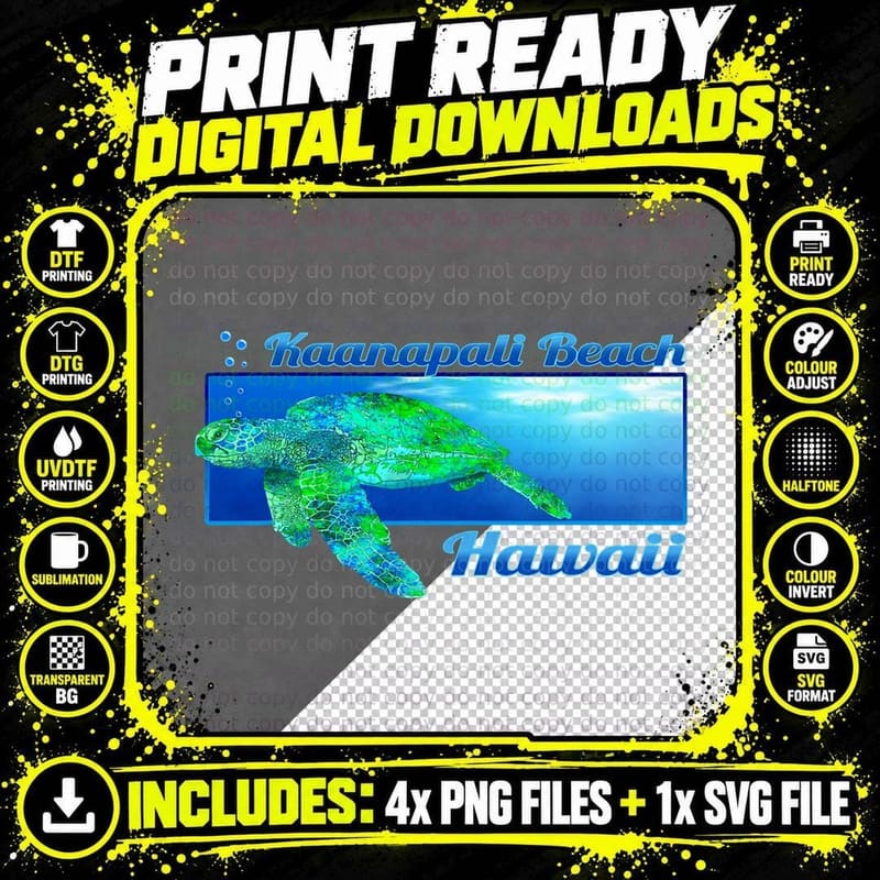 Kaanapali Beach Hawaii Swimming Honu T-Shirt Png SVG Digital Bundle