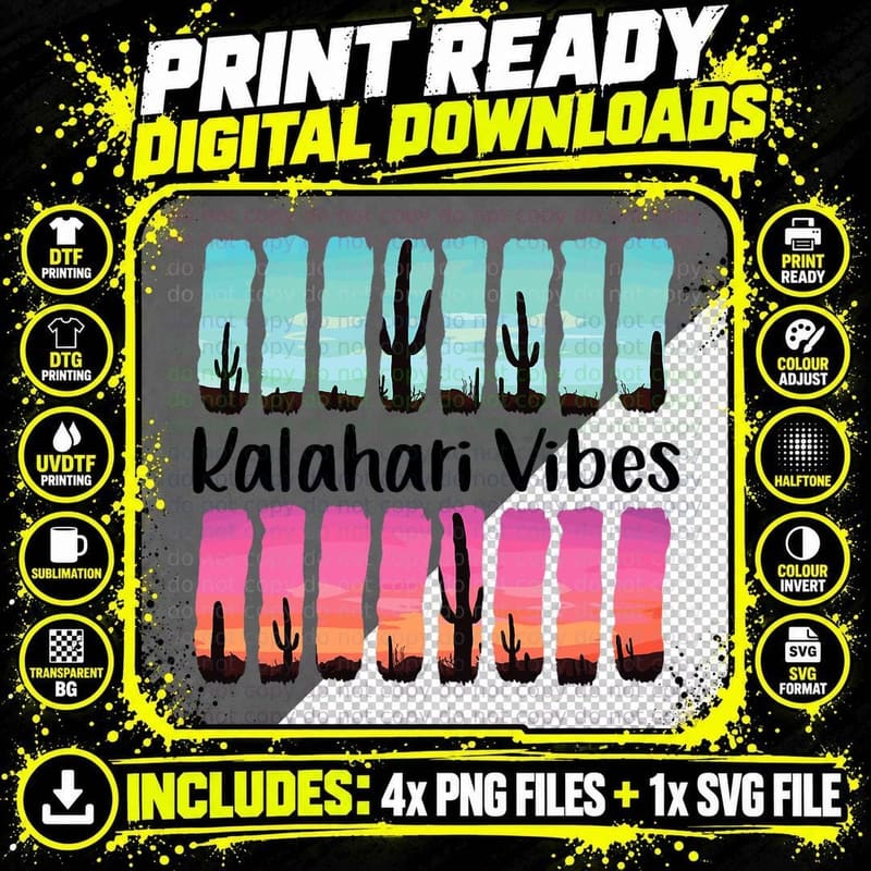 Kalahari Desert Vibes Africa Nature Summer Road Trip Png SVG Digital Bundle