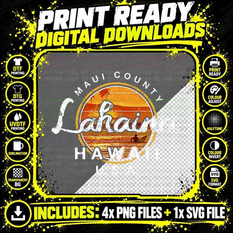 Lahaina Hawaii Maui Surfing T-Shirt Png SVG Digital Bundle