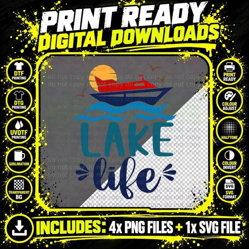 Lake Life Boating Hello Summer Vibes Summer Vacay Png SVG Digital Bundle