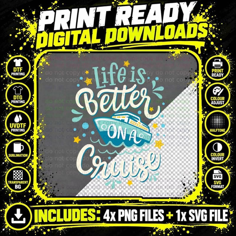 Life Is Better on a Cruise Trip Vacation Family Matching Png SVG Digital Bundle