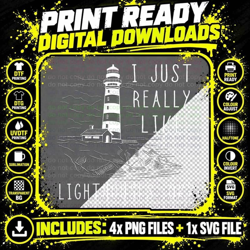 Lighthouse I Just Really Like Lighthouses Seaside Png SVG Digital Bundle