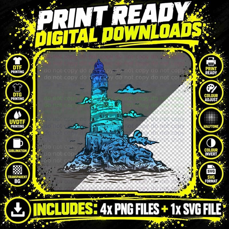 Lighthouse Old Seaside House T-Shirt Png SVG Digital Bundle
