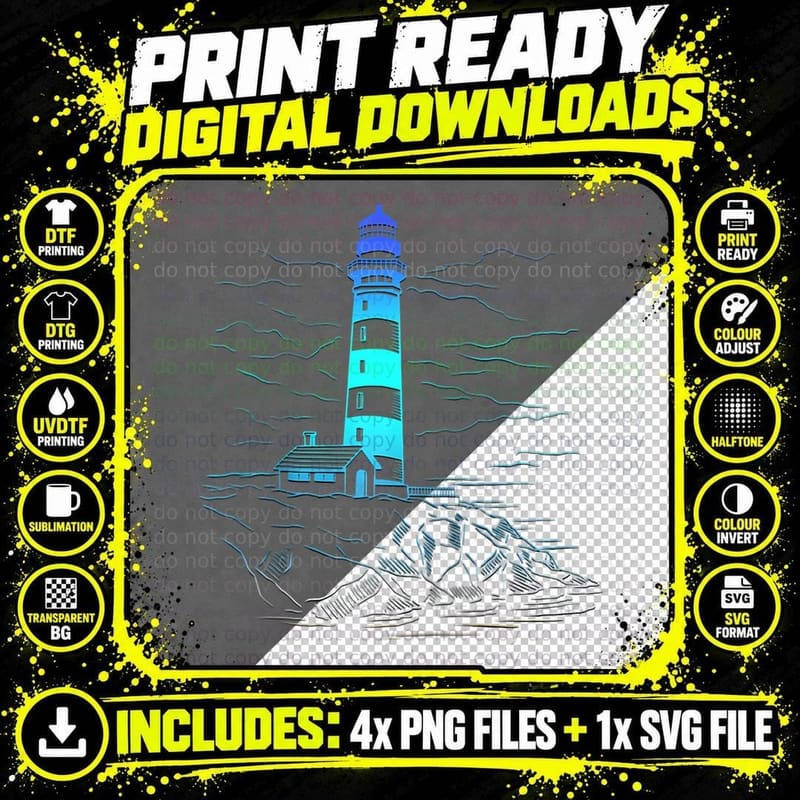 Lighthouse Seaside House Sailing Sea Beach Life Boating Png SVG Digital Bundle