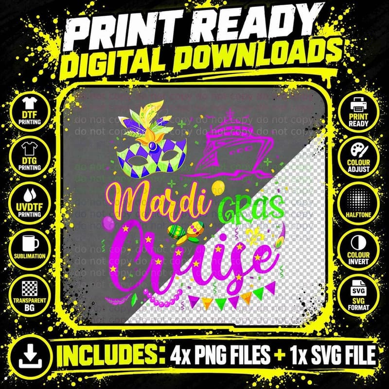 Mardi Gras Cruise Cruising Mask Cruise Ship Party Png SVG Digital Bundle