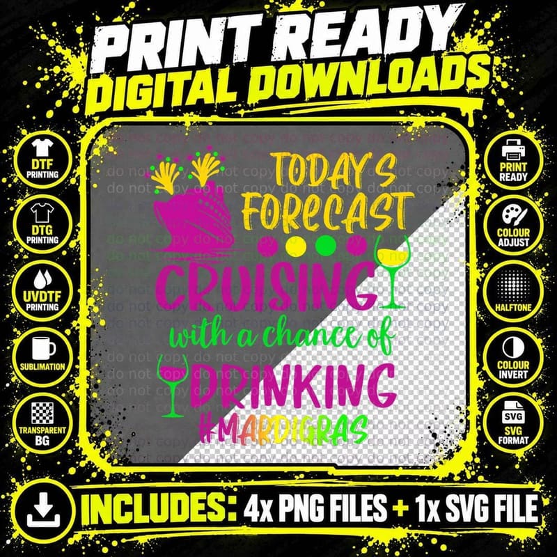 Mardi Gras Cruise Today Forecast Group Matching T-Shirt Png SVG Digital Bundle