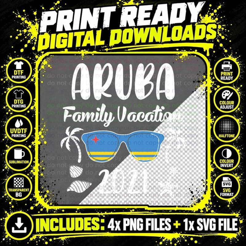 Matching Family Vacation Aruba 2021 T-Shirt Png SVG Digital Bundle