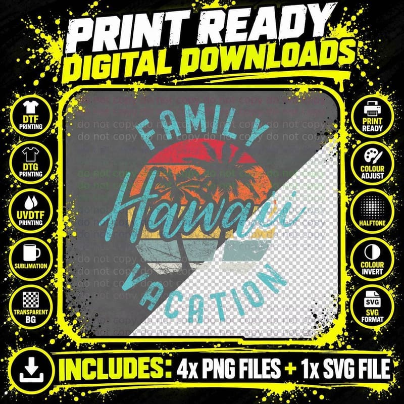 Matching Family Vacation Palm Trees Family Trip Hawaii Png SVG Digital Bundle