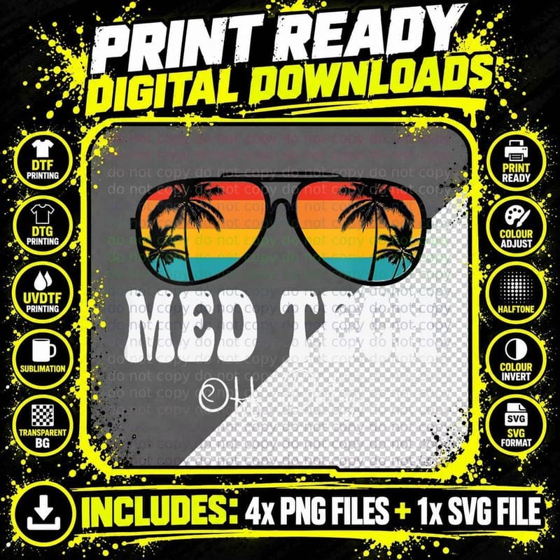 Med Tech off Duty Sunglasses Women Hello Summer Sunset Png SVG Digital Bundle