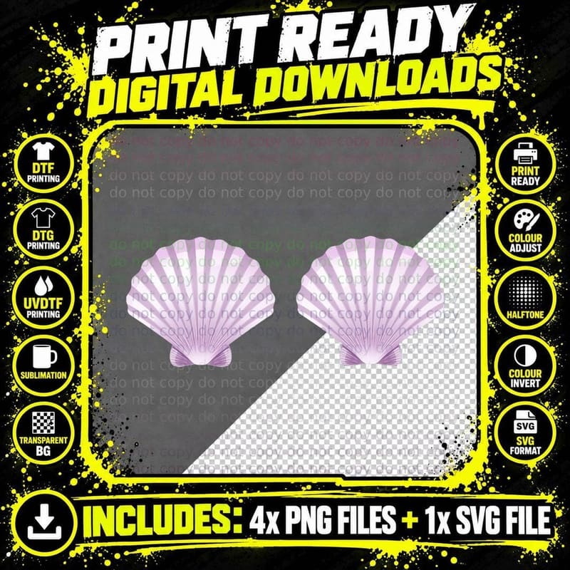 Mermaid Seashell Costume T-Shirt, Beachwear Fashion Png SVG Digital Bundle