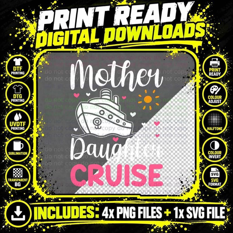 Mother Daughter Cruise Ship Travel Travelling Cruise Png SVG Digital Bundle