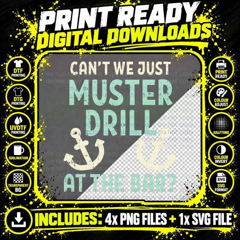 Muster Drill at the Bar Cruise Drinking Cruising Trip Png SVG Digital Bundle