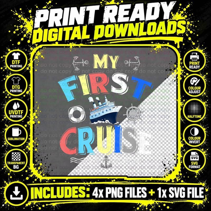 My First Cruise Men, Women, Girls and Boys Rookie Png SVG Digital Bundle