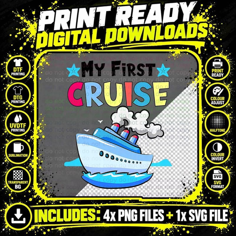 My First Cruise, Girls, Boys, Kids Png SVG Digital Bundle