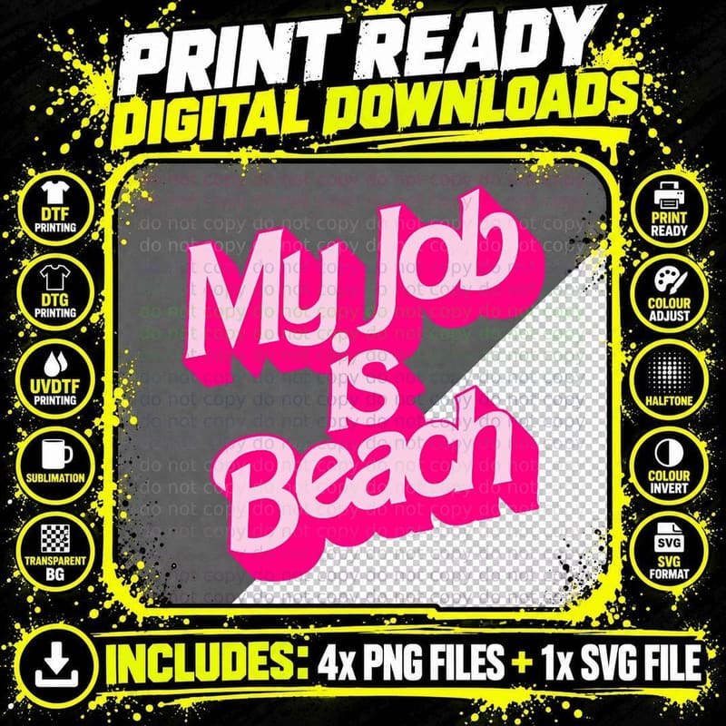 My Job Is Beach T-Shirt Png SVG Digital Bundle