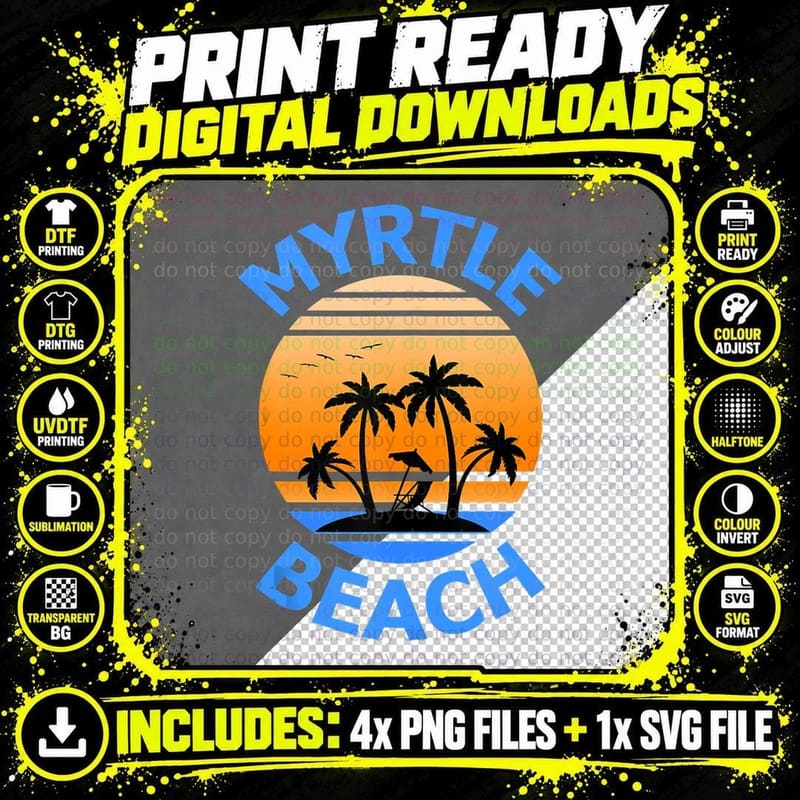Myrtle Beach South Carolina Travel Vacation Gift Lover Png SVG Digital Bundle
