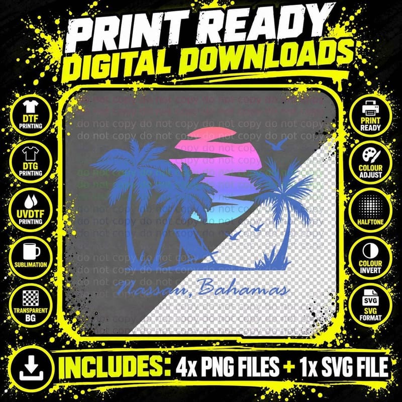 Nassau Bahamas Beach Lover Family Vacation Souvenir Png SVG Digital Bundle