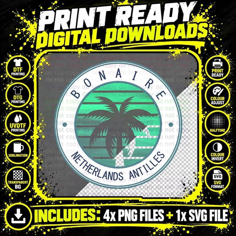 Netherlands Antilles Vacation Travel Bonaire T-Shirt Png SVG Digital Bundle