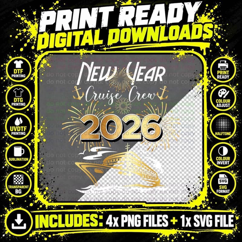 New Year Cruise Crew 2026 Years Eve Vacation Matching Png SVG Digital Bundle