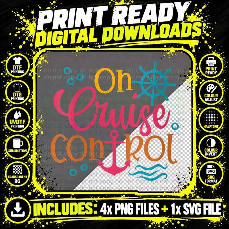 On Cruise Controls Family Trip Vacation Png SVG Digital Bundle