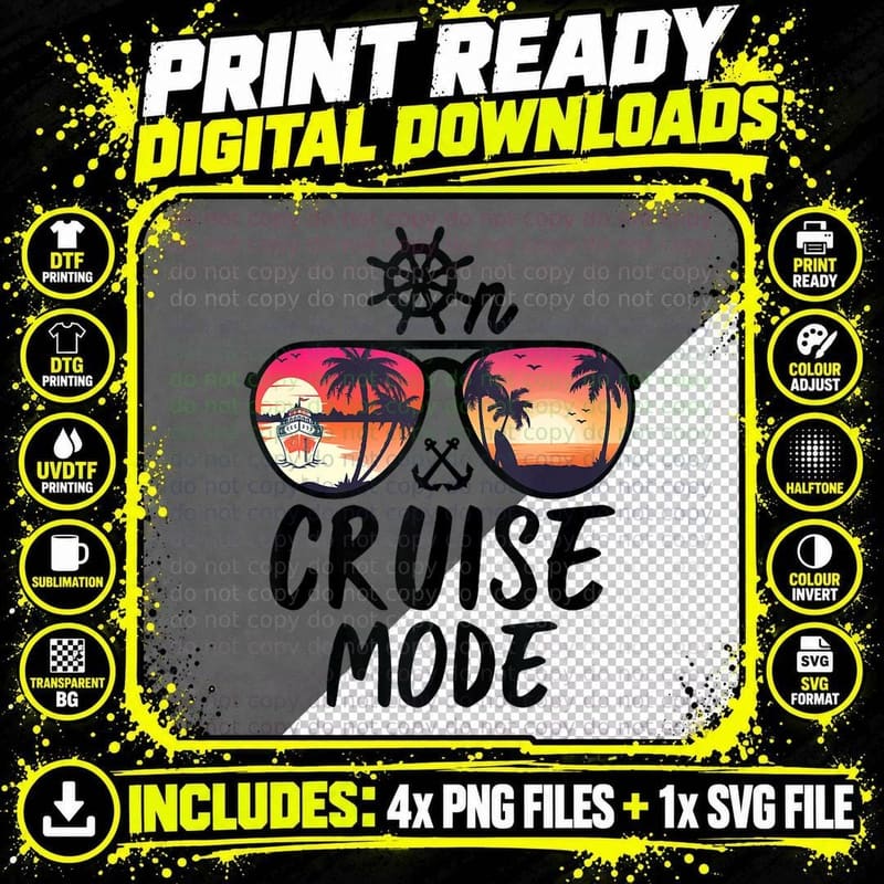 On Cruise Mode Family Cruise Vacation Cruising Gifts Png SVG Digital Bundle