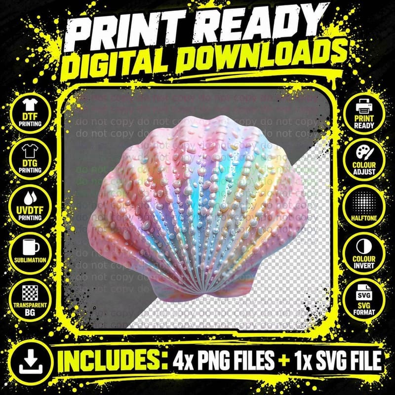 Pastel Scallop Seashell Ocean Summer Beach Lover Gift Png SVG Digital Bundle