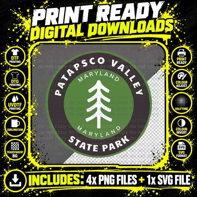 Patapsco Valley State Park Maryland MD Forest Tree Png SVG Digital Bundle