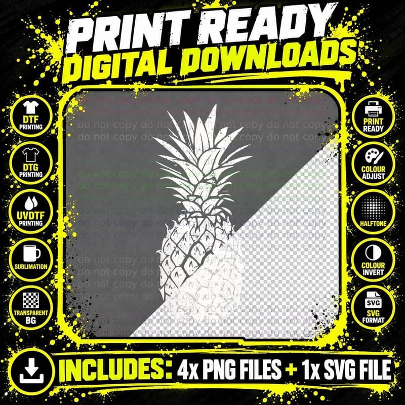 Pineapple Fruit Graphic Tees for Men Women Boys Girls Png SVG Digital Bundle