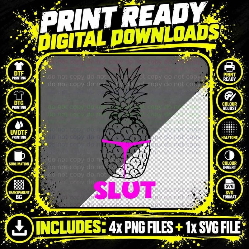 Pineapple Slut Thong - Tropical Aloha Beach Graphic Png SVG Digital Bundle