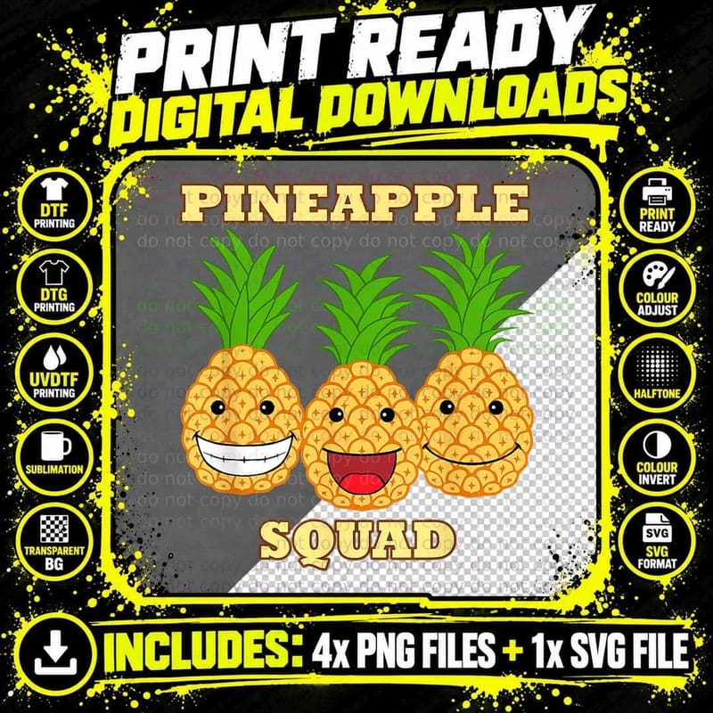 Pineapple Squad Exotic Fruits T-Shirt Png SVG Digital Bundle