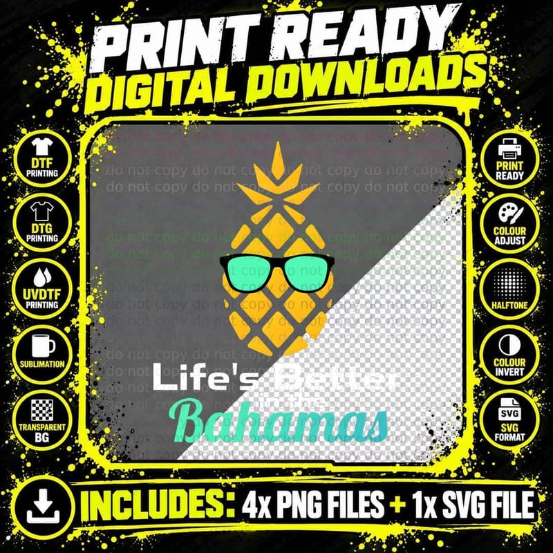 Pineapple Sunglasses Vacation Bahamas Souvenir Gift Png SVG Digital Bundle