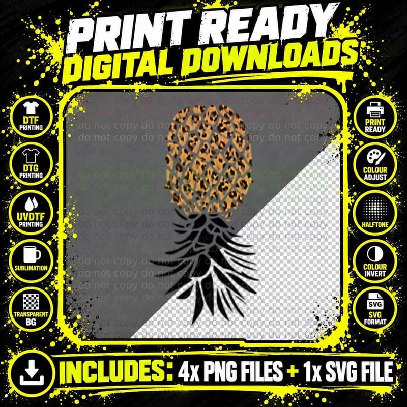Pineapple Swinger T-Shirt, Animal Print, Tropical Vibes Png SVG Digital Bundle