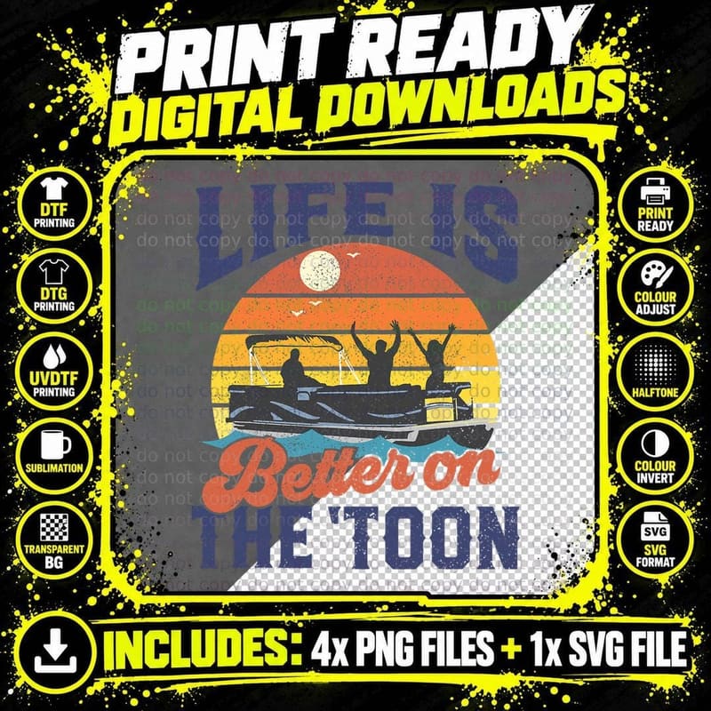 Pontoon Boat T-Shirt, Summer Boating Style Png SVG Digital Bundle